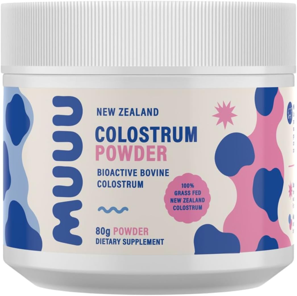 MUUU Colostrum Powder 80g tub, front